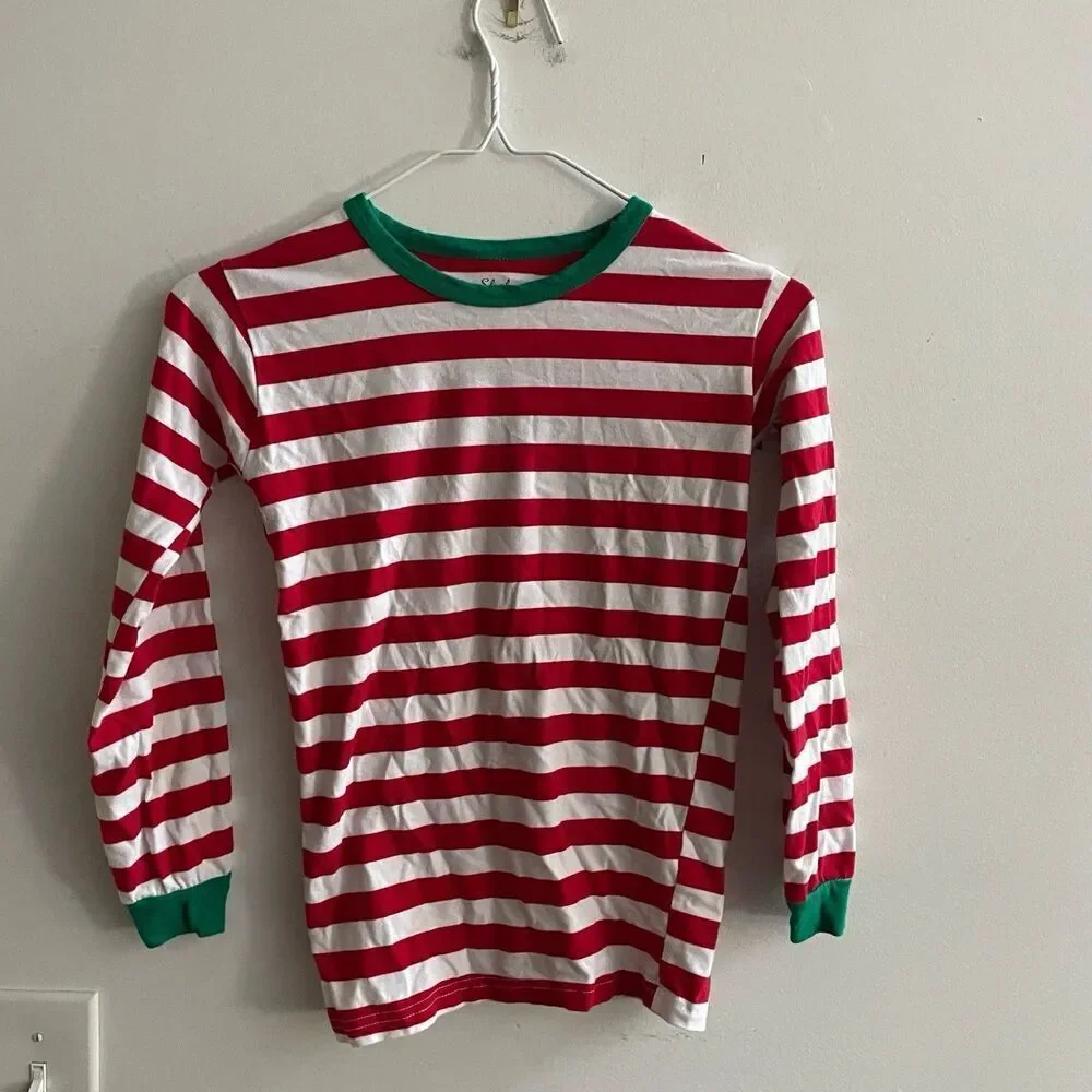Shelry Red Stripe Christmas Pajama Set 12 Years Long Sleeve Pants Holiday Green